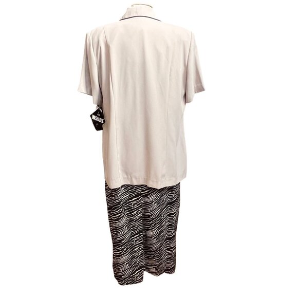 Studio I / I Plus 2 Piece Set 18W Beige / Black Short Sleeve Jacket Zebra Dress - Picture 4 of 14